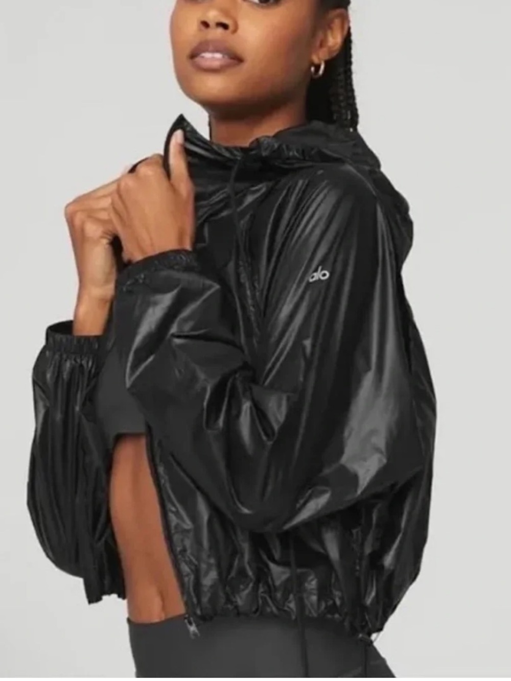 ALO Yoga Black Sprinter Hooded Jacket